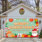 cheap Outdoor Decorations-Christmas Garage Door Banner, Indoor Outdoor Christmas Holidays, Happy Background, Decoration Cover, Christmas Happy New Year Banner, Large Door Cover, Christmas Decoration