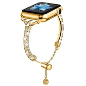 olcso Apple óraszíjak-Ékszer karkötő Kompatibilis valamivel Apple Watch óraszíj 38mm 40mm 41mm 42mm 44mm 45mm 49mm Női Csillogás Bling Diamond ötvözet Csere óraszíj mert iwatch Ultra 2 Series 9 8 7 SE 6 5 4 3 2 1