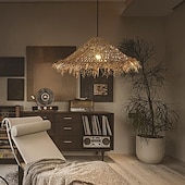cheap Lantern Design-LED Pendant Lamp Rattan Pendant Light 30/40m Retro Suspension Lamp Woven Hanging Lamp Wicker Lampshade Hanging Light Fixture for Dining Table Restaurant 110-240V