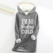 levne Humor a citáty vrcholy-dámská mikina mikina pulovr šerpa polyester dopis ležérní sportovní potisk teplý fuzzy comfrt mikina s dlouhým rukávem top mikroelastický pad &amp;amp; zimní comfrt prodyšná měkká tkanina