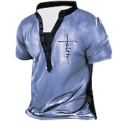 お買い得  宗教的-男性用 Tシャツ ヘンリーシャツ ヴィンテージシャツ デザイナー ベーシック カジュアル シャツ グラフィック レタード テンプルクロス 半袖 シャツ ホワイト ブルー ブラウン アウトドア 日常 スポーツ スタンド 夏 衣類 3Dプリント プラスサイズ S M L XL XXL 3XL 4XL