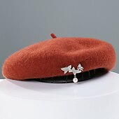olcso Partikalapok-Kalap 100% Gyapjú Svájcisapka Széles karimájú kalap Hétköznapi Hétköznapi viselet aranyos stílus Alkalmi Val vel Tiszta Szín Kárpitok Sisak Fejfedők