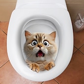 cheap Decorative Wall Stickers-Wall Mural 3D Wall Art cat Wall Poster Toilet Stickers 3D cat Wall Stickers cat Decals cat Stickers cat Toilet Girls Bedroom Toilet Decor cat Wall Decals Notebook Poster