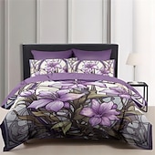 abordables diseño exclusivo-Juego de funda nórdica 100% algodón, juego de edredón con estampado floral, juegos de cama con funda de edredón estampada con funda de almohada tipo sobre, decoración de habitación, funda nórdica