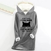 levne Mikiny a mikiny-dámská mikina mikina pulovr šerpa polyester kočka dopis ležérní sportovní potisk teplý fuzzy comfrt mikina s dlouhým rukávem top mikroelastický pad &amp;amp; zimní comfrt prodyšná měkká tkanina