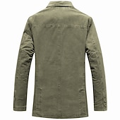 お買い得  メンズクラシックブレザー-メンズジャケット ブレザー スポーツコート 仕事 ビジネス 暖かい 着用可能 フォーマルスタイル 春 秋 無地 アーティスティック/レトロ レギュラー ブラウン ブラック カーキ アーミーグリーン ジャケット