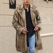 abordables Manteaux &amp; vestes-Homme Manteau d&#039;hiver Veste d&#039;Hiver Manteau en fausse fourrure Extérieur Usage quotidien Chaud Poche Automne Hiver Plein Mode Vêtement de rue Revers Normal Noir Blanche Jaune Marron Gris Claire Veste