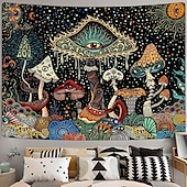 billige Trippy billedvev-soppteppe brennende solteppe hippieøyne billedvev mandala vinstokker billedvev månefase veggteppe veggtepper for rommet