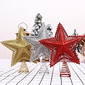 economico Addobbi per l&amp;#39;albero di Natale-Stella puntale dell&#039;albero di Natale, decorazione della parte superiore dell&#039;albero, layout della scena della stella con la parte superiore dell&#039;albero a grana dritta con paillettes, decorazione da