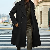 preiswerte Herren-Blazer &amp; -Anzüge-Herren Wintermantel Mantel Langer Trenchcoat Outdoor Freizeitskleidung Herbst Winter Polyester Oberbekleidung Bekleidung Modisch Strassenmode Glatt Kargen Doppelreihiger Verschluss