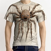 preiswerte T-Shirts mit Tiermuster-Halloween Herren Graphic Spinnen T Shirt Kurzarm T-Shirt 3D-Druck Rundhalsausschnitt Hemd Täglich Designer Retro Vintage Sports Outdoor Festtage Ausgehen Dunkelbraun Gelb Leicht Braun Frühling Sommer