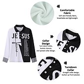 halpa Miesten vintage poolo-Miesten Jeesus kristillinen Havaijilaiset poolopaidat Golfpaita Pitkähihainen Poolopaidat Kauluspaidat Vapaa-aika Ranta-asut Lomavaatteet Juhla-asut 3D-tulostus Napit Valkoinen Vaalean vihreä Sininen