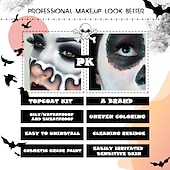 preiswerte Mal-, Zeichen- und Künstlerbedarf-Halloween-Make-up-Set – schwarze, weiße Körperfarbe auf Ölbasis für Erwachsene – perfekt für Joker-, Zombie-, Vampir- und Skelett-Cosplay – langlebig und einfach aufzutragen