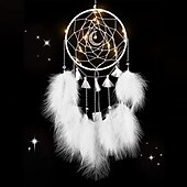 baratos Espanta-espíritos-1 peça apanhador de sonhos artesanal presente gancho de pena padrão de lua carrilhão de vento com um círculo ornamento decoração de parede estilo boho sem luz
