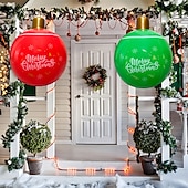 economico luci di Natale all&#039;aperto-Palla Inflabile di Natale da 24 Pollici con Luce Grandi Ornamenti Natalizi Decorazione Esterna Palla PVC Gonfiabile per Decorazioni Natalizie all&#039;aperto Palloncini Colorati per Albero di Natale