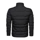 billiga Herrdunjackor och -parkas-Herr Vinterkappa Vinterjacka Pufferjacka Dragkedja Ficka Polyester Ficka Kontor &amp; Karriär Datum Ledigt / vardag Normal Mode Ledigt Vindtät Håller värmen Vinter Slät Svart Marinblå Grå Pufferjacka