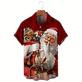 Santa Claus Christmas Fashion Casual Men's Outdoor clothing Daily Wear Streetwear Fall Turndown Short Sleeve Red S M L Shirt Normal4