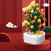 お買い得  組立ておもちゃ-オレンジツリー新年チャイナシックギフト鉢植え子供 DIY 組み立てられた小さな粒子ビルディングブロックのおもちゃ