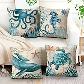 cheap Animal Style-1pc Throw Pillow Cover Ocean Tutle Animal Zipper Traditional Classic Outdoor Cushion for Sofa Couch Bed Chair