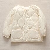 cheap Girl&#039;s Downs &amp; Puffer Jacket-Kids Girls&#039; Puffer Jacket Solid Color Active Button School Coat Outerwear 3-10 Years Spring Black White Yellow