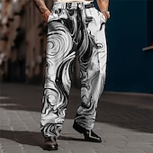 זול מְשׁוּחרָר-מובלט תבנית הקלה הַדרָגָתִי עסקים מופשט (אבסטרקטי) בגדי ריקוד גברים הדפסת תלת מימד מכנסיים בָּחוּץ רחוב ללבוש לעבודה פוליאסטר שחור כחול חאקי S M L גבוה גְמִישׁוּת מִכְנָסַיִים