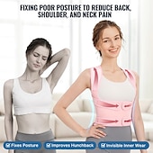 cheap Braces &amp; Supports-Back Brace Posture Corrector for Women: Shoulder Straightener Adjustable Full Back Support Upper and Lower Back Pain Relief - Scoliosis Hunchback Hump Thoracic Spine Corrector Pink Large