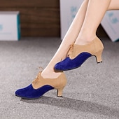 cheap Latin Shoes-Women&#039;s Suede Lace-Up Low Heel Dance Shoes – Elegant Retro Style for Ballroom or Casual Occasions