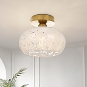 economico Lampade da soffitto-plafoniera in vetro semi-incasso plafoniera per camera da letto soggiorno corridoio cucina, moderna lampada a tamburo vicino al soffitto 110-240v