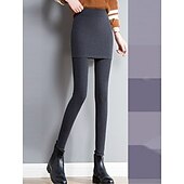 economico Leggings semplici-Per donna Ghette Di tendenza Streetwear Lunghezza intera Vita alta Liscio 2 in 1 Taglio alto Tenere al caldo Morbido Comodo Media elasticità Esterno Strada Giornaliero Grigio chiaro Grigio scuro Nero