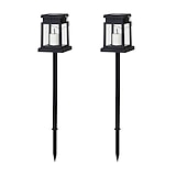billige Landskapslys-2stk 1stk solcelledrevet bakkemontert dobbeltbruk utendørs hage landskapslampe retro palasslampe vindlampe feriefest lyslampe