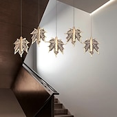 abordables Lustres uniques-lustre LED cristal feuille d&#039;érable design 4/5/6/12 lumières encastrées à intensité variable escalier en colimaçon long lustre villa escalier lumière duplex lustre 110-240v