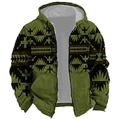 preiswerte Vintage Ethnische Hoodies-Herren Stammes Grafik-Drucke Hoodie Sweatshirt Kapuze Hoodies Pullover Kapuzenpullover mit Reißverschluss Langarm Sweatshirt mit Kapuze Mit Kapuze Sport 3D-Druck Festtage Urlaub Strassenmode Weiß Blau