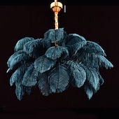 economico Lampadari-Lampadario A Sospensione A Led Splendido Lampadario A Sospensione Con Bouquet Di Piume Di Struzzo Bianche Extra Large, Lampadario A Sospensione Romantico Per La Camera Da Letto Del Ristorante