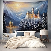 baratos tapeçaria de paisagem-castelo das maravilhas branco tapeçaria pendurada arte de parede grande tapeçaria mural decoração fotografia pano de fundo cobertor cortina casa quarto sala de estar decoração