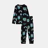 billiga Pojkens 3D Sporter &amp; Spel-pojkar 3d-spel pyjamasset långärmad 3d-utskrift höst vinter aktiv cool daglig polyester barn 3-12 år crew neck hem causal inomhus normal passform