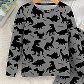 cheap Boy&#039;s 3D Animals-Boys 3D Dinosaur Pajama Sets Long Sleeve 3D Print Fall Winter Active Cool Daily Kids 3-12 Years Crew Neck Home Causal Indoor Regular Fit
