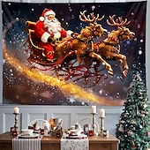 billige hengende juleteppe-juledekorasjoner nisse slede hengende billedvev veggkunst jul stor billedvev veggmaleri dekor fotografi bakteppe teppe gardin hjem soverom stue dekorasjon