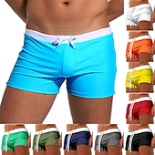 voordelige heren boxer zwembroek-Voor heren Boardshorts Zwemshorts Lange zwembroeken Effen Kleur Trekkoord met Mesh-voering Splitsen Sportief Strand Chique en modern Casual / sportief Grasgroen Zwart