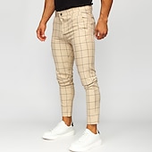 cheap Chinos-Men&#039;s Trousers Chinos Chino Pants Pocket Plaid Comfort Breathable Outdoor Daily Going out Fashion Casual Dark Khaki Black