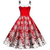 billige Julefestkjole-julenissen Mrs.Claus Fancy julekjole Dame Jul Maskerade julaften 1950-tallet Voksne Fest Jul Kjole