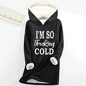 abordables Humour et Citations Tops-Sweat à capuche pour femme, pull sherpa, lettre, décontracté, sport, imprimé, chaud, duveteux, confortable, sweat à capuche, haut à manches longues, micro-élastique, automne&amp;amp;tissu doux et