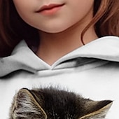 abordables Animaux 3D de Fille-Fille 3D Chat Sweat à capuche Pullover manche longue 3D effet Automne Hiver Actif Mode Le style mignon Polyester Enfants 3-12 ans Extérieur Casual du quotidien Standard