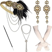 abordables Accesorios y más-1920s El gran Gatsby Accesorios Invitado a la boda Víspera de Todos los Santos Víspera de Todos los Santos Recepción de Boda Despedida de Soltera Guantes Pendientes Collare Todas las Temporadas