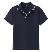 economico Polo classica da uomo-Per uomo Magliette Polo a Nido d'Ape Testurizzato Casuale Sportivo Bavero Manica Corta Muscolo Stile Vecchio Denaro Semplice Patchwork Estate Vestibilità regolare Nero Bianco Blu marino Grigio
