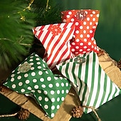 economico Adesivo-24 pezzi, sacchetti di caramelle natalizie, sacchetti di carta kraft in twill ondulato rosso e verde, sacchetti regalo per feste di Natale, inclusi set di adesivi, navidad, decorazioni natalizie,