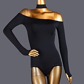 halpa Latinalaistanssiasut-tanssi salsa latinalaistanssi juhlatanssi trikoo / onesie hollow-out puhdas väri splicing naisten suorituskyky koulutus pitkähihainen korkea spandex