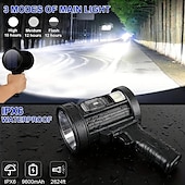 abordables Luces de trabajo-Linterna con foco recargable, foco ultrabrillante de 200000 lúmenes con soporte con 3 modos principales y 4 filtros de color, foco LED portátil para exteriores, cable USB incluido, apto para