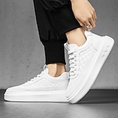 cheap Men&#039;s Sneakers-Men&#039;s Sneakers Plus Size Height Increasing Shoes Dad Shoes Running Walking Sporty Casual Outdoor Daily Mesh PU Breathable Height Increasing Lace-up White brown White Spring Fall