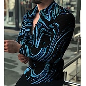 tanie Wzór 3D-Męskie Koszula Zapinana na guziki koszula Długi rękaw Moda Designerskie Codzienny Codzienny Święto Wyjściowe Wiosna i lato Wieczorne Druk 3D Przycisk w dół Czarny / Czerwony Czarny / Biały Żółty