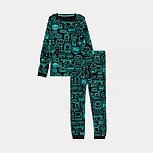 billiga Pojkens 3D Sporter &amp; Spel-pojkar 3d-spel pyjamasset långärmad 3d-utskrift höst vinter aktiv cool daglig polyester barn 3-12 år crew neck hem causal inomhus normal passform